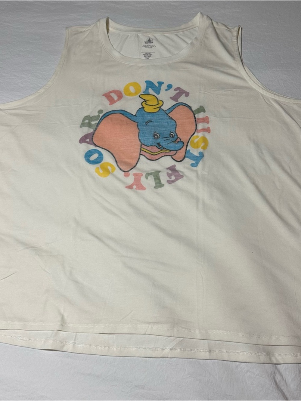 Women’s Plus Size, “Don’t Just Fly Soar”Dumbo Graphic Tank Top - Cream